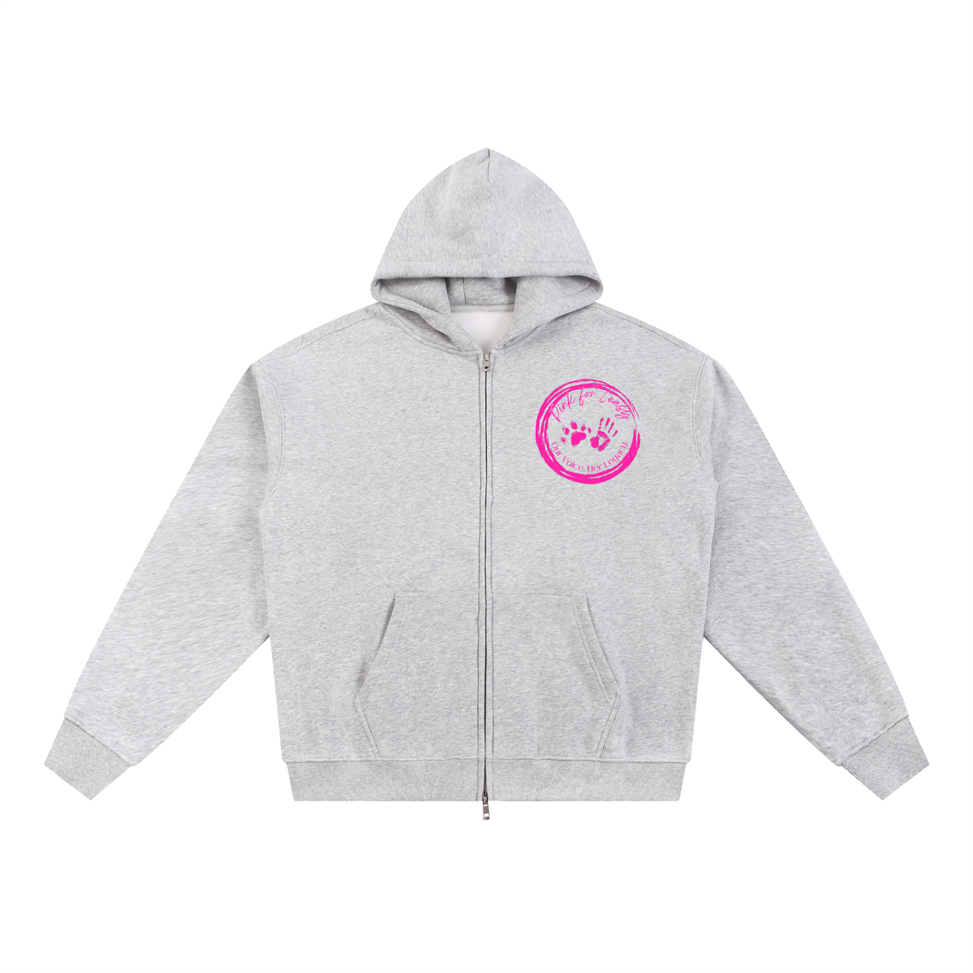 Pink for Leasy Essential Fleece Zip-Through Hoodie