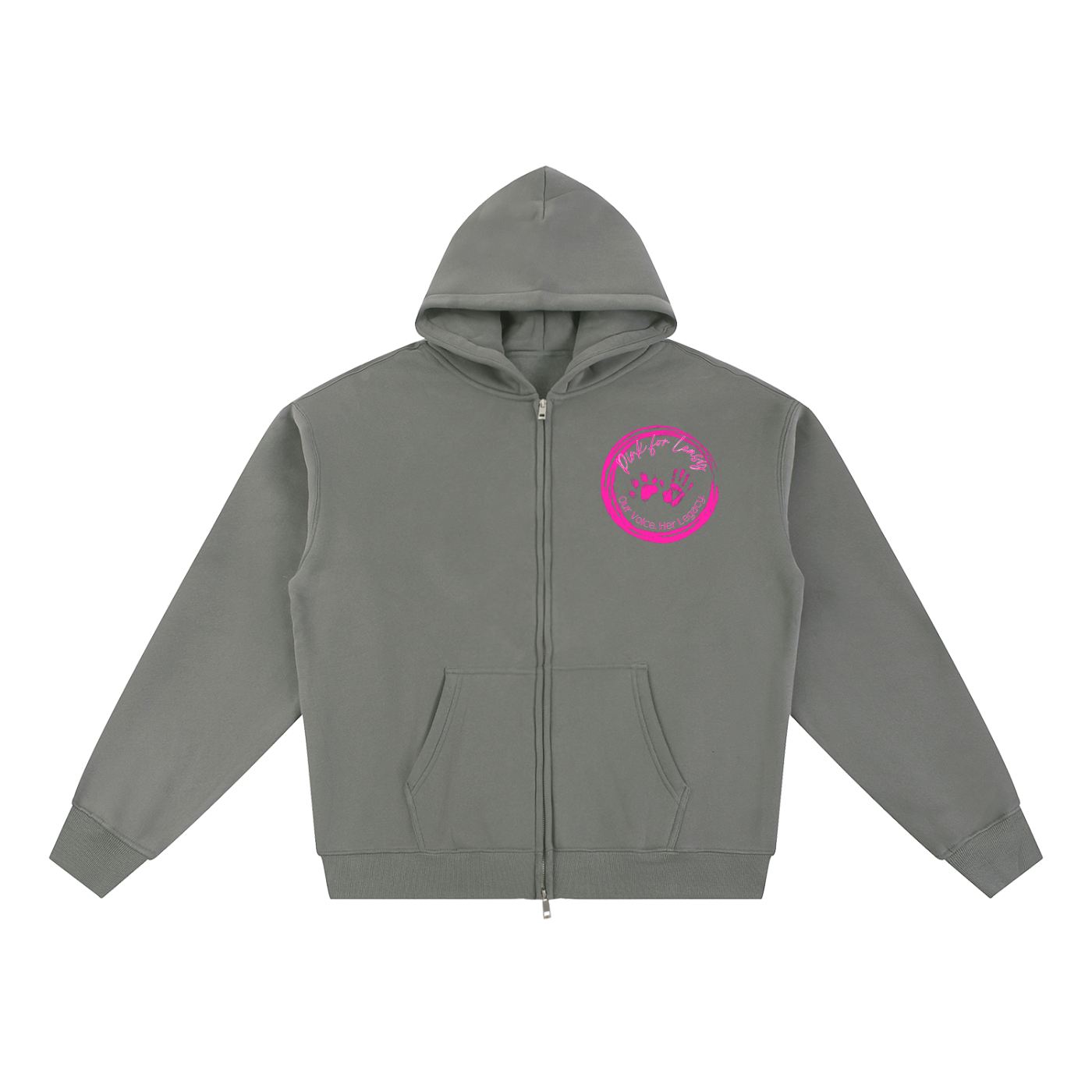 Pink for Leasy Essential Fleece Zip-Through Hoodie