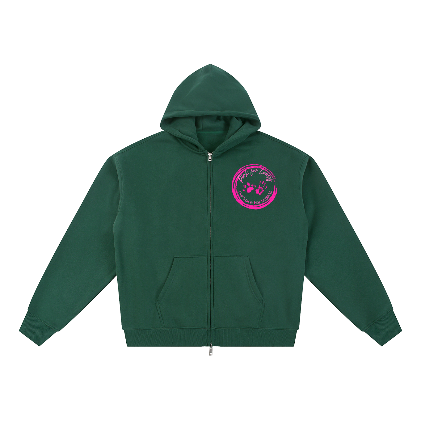 Pink for Leasy Essential Fleece Zip-Through Hoodie