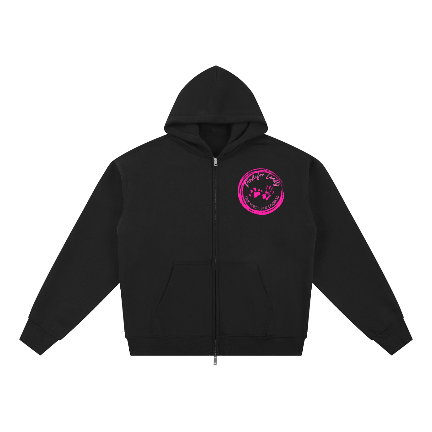 Pink for Leasy Essential Fleece Zip-Through Hoodie