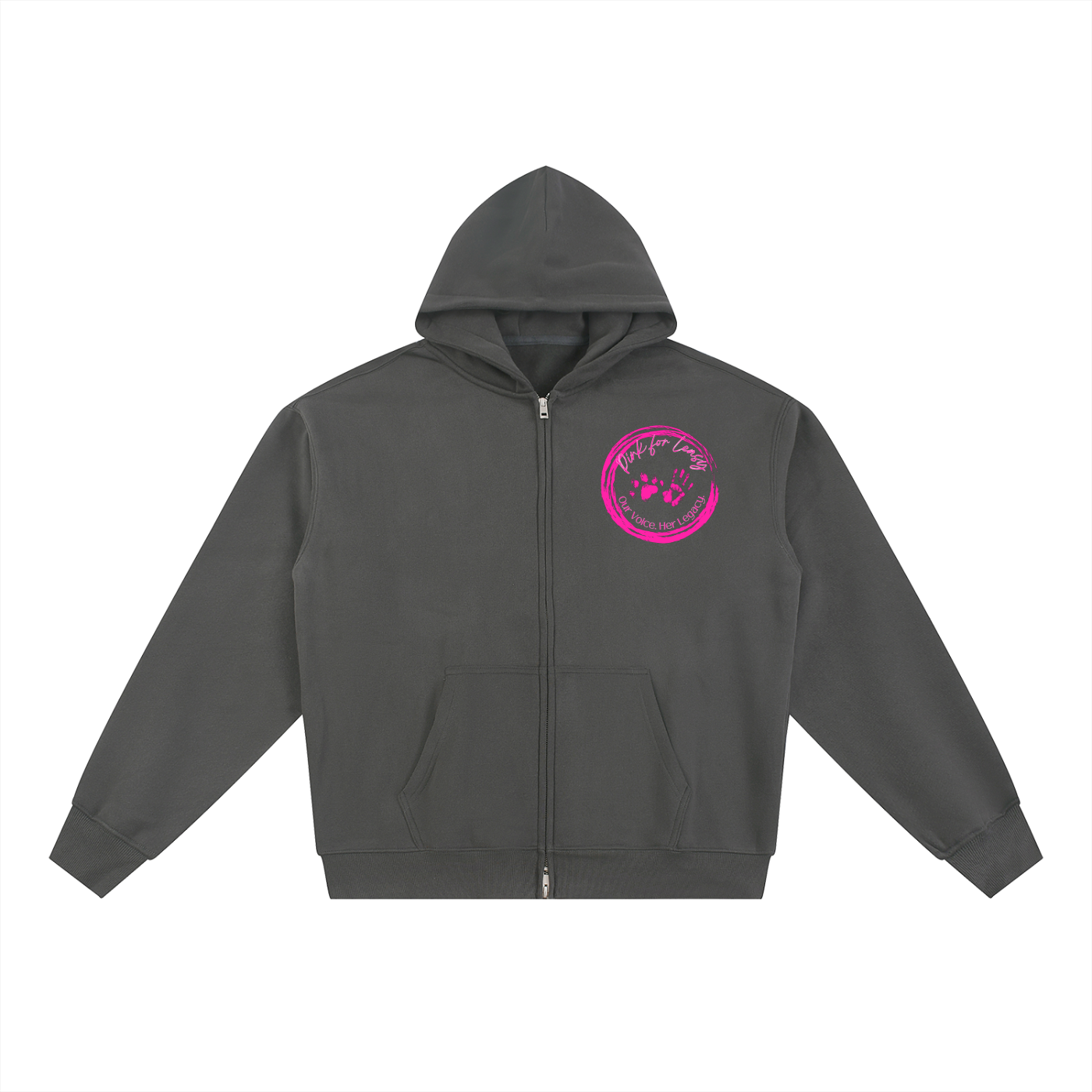 Pink for Leasy Essential Fleece Zip-Through Hoodie